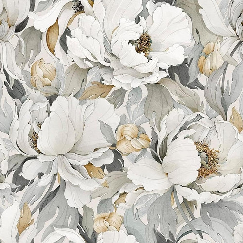White poppies floral modern - poppies,